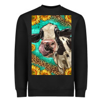 Black Western Holstein Cow Heavyweight Sweatshirt - LillyAllenDesigns