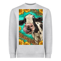 Heather Grey Western Holstein Cow Heavyweight Sweatshirt - LillyAllenDesigns