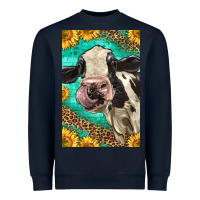 Navy Western Holstein Cow Heavyweight Sweatshirt - LillyAllenDesigns