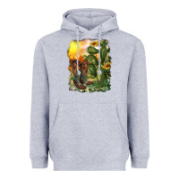Heather Grey western boots with cactus and desert Heavyweight Hoodie - RanaPortraitStore