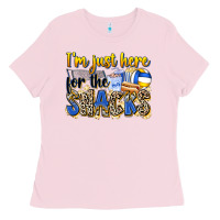Bubblegum Pink i'm just here for the snacks volleyball Ladies Tee - Zillion Design Studio