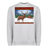 Heather Grey christmas reindeer red barn country farm christmas Heavyweight Sweatshirt - BarkalooDesign
