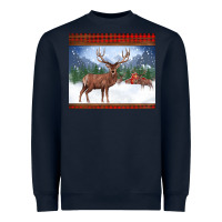 Christmas Reindeer Red Barn Country Farm Christmas Heavyweight Sweatshirt | Teevron