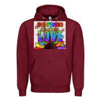 Burgundy Everyone Deserves Love Pride LGBTQ+ Tumbler Zipper Hoodie - BundleAndBundleShop