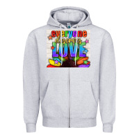 Heather Grey Everyone Deserves Love Pride LGBTQ+ Tumbler Zipper Hoodie - BundleAndBundleShop