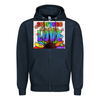Navy Everyone Deserves Love Pride LGBTQ+ Tumbler Zipper Hoodie - BundleAndBundleShop