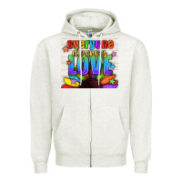 Oatmeal Heather Everyone Deserves Love Pride LGBTQ+ Tumbler Zipper Hoodie - BundleAndBundleShop