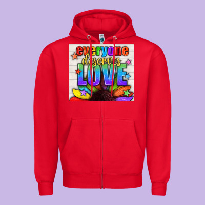 Everyone Deserves Love Pride Lgbtq+ Tumbler Zipper Hoodie Designed By Bundleandbundleshop