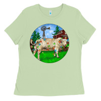 Matcha christmas charolais bull and barnyard Ladies Tee - RanaPortraitStore