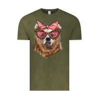 Vintage Olive mama bear with glasses and bandana Vintage Tee - Artiststas