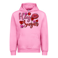 Fuchsia Pink hey sugar with lips and candies olivia Urban Hoodie - OliviaCreatesArt