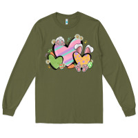 Army Green easter hearts Long Sleeve Tee - MaliasSmallBusiness