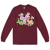 Burgundy easter hearts Long Sleeve Tee - MaliasSmallBusiness