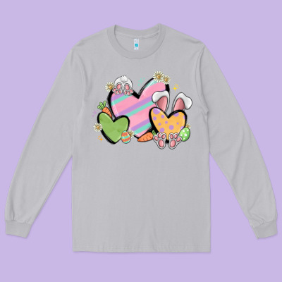 Easter Hearts Long Sleeve Tee Designed By Maliassmallbusiness