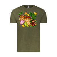 Vintage Olive burrito  with sombrero and union with cactus Vintage Tee - AdoDesignShop