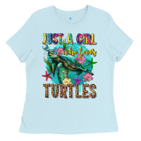 Baby Blue just a girl who loves turtles Ladies Tee - texasbilliewilder