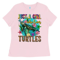 Bubblegum Pink just a girl who loves turtles Ladies Tee - texasbilliewilder