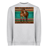 Heather Grey western horse serape  leather leopard Heavyweight Sweatshirt - BarkalooDesign