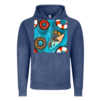 Vintage Denim koala at the pool seamless pattern Vintage Hoodie - BundleAndBundleShop