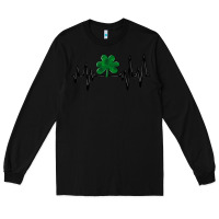 Black shamrock heartbeat Long Sleeve Tee - MaliasSmallBusiness