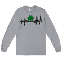 Heather Grey shamrock heartbeat Long Sleeve Tee - MaliasSmallBusiness