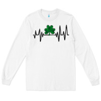White shamrock heartbeat Long Sleeve Tee - MaliasSmallBusiness
