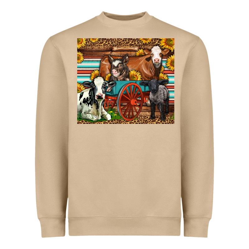 Farm Animals On An Old Wagon Heavyweight Sweatshirt by LillyAllenDesigns | Teevron