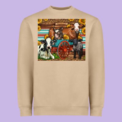 Farm Animals On An Old Wagon Heavyweight Sweatshirt Designed By Lillyallendesigns