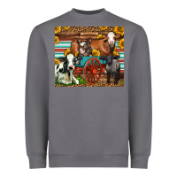 Storm Farm Animals On An Old Wagon Heavyweight Sweatshirt - LillyAllenDesigns