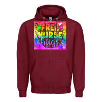 Burgundy Free Nurse Hugs LGBTQ+ Tumbler Zipper Hoodie - BundleAndBundleShop