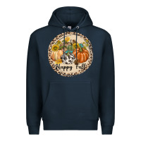 Navy Happy Fall Premium Hoodie - texasbilliewilder