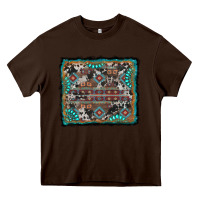 Chocolate Brown aztec background with gemstone and cowhide Heavy Core Tee - RanaPortraitStore