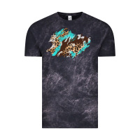 Cloud Black cowhide leopard turquoise patch Vintage Tee - AdoDesignShop