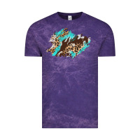Cloud Purple cowhide leopard turquoise patch Vintage Tee - AdoDesignShop