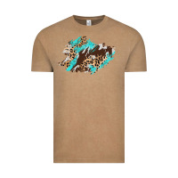 Vintage Coffee cowhide leopard turquoise patch Vintage Tee - AdoDesignShop