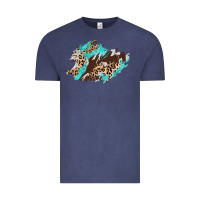 Vintage Denim cowhide leopard turquoise patch Vintage Tee - AdoDesignShop