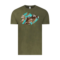 Vintage Olive cowhide leopard turquoise patch Vintage Tee - AdoDesignShop
