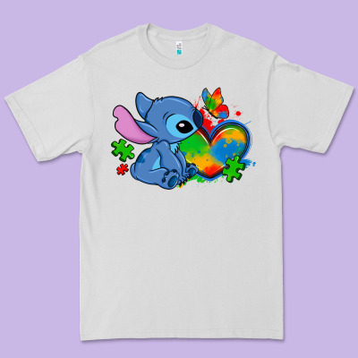Autism Stitch Heart Premium Tee Designed By Zillion Design Studio