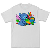 Dove Grey autism stitch heart Premium Tee - Zillion Design Studio