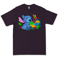 Plum autism stitch heart Premium Tee - Zillion Design Studio