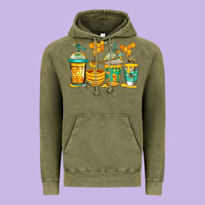 Bumble Bee Honey Coffee Vintage Hoodie Designed By Jasminsmagicworld