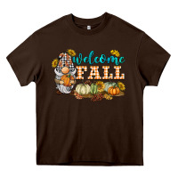 Chocolate Brown welcome fall gnome Heavy Core Tee - BarkalooDesign