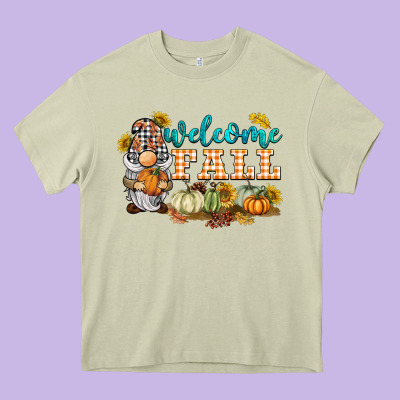 Welcome Fall Gnome Heavy Core Tee Designed By Barkaloodesign