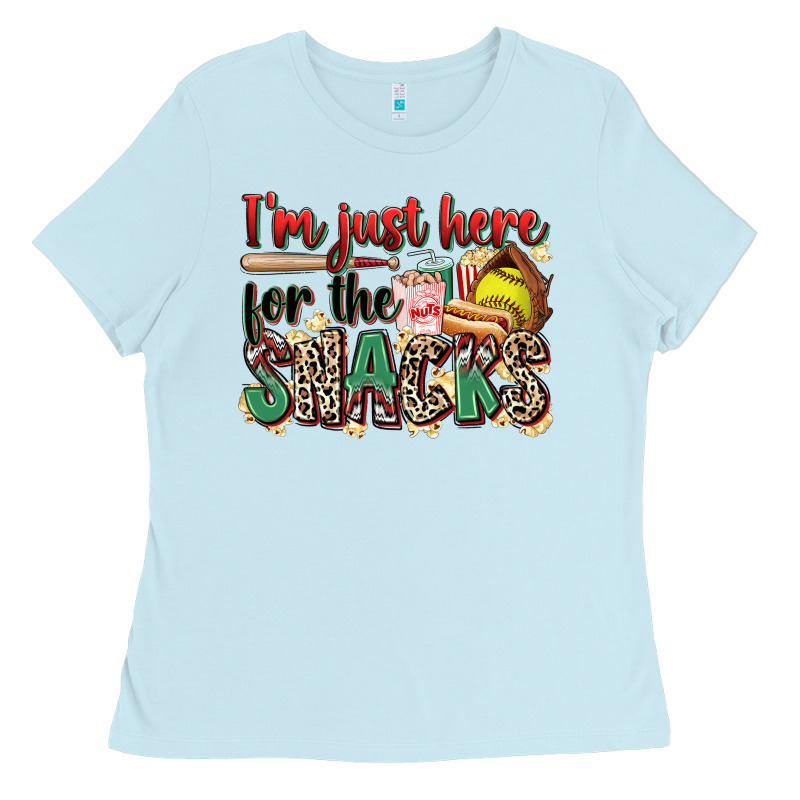I'm Just Here For The Snacks Softball Ladies Tee by Zillion Design Studio | Teevron