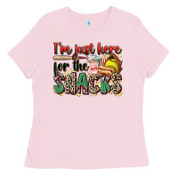 Bubblegum Pink i'm just here for the snacks softball Ladies Tee - Zillion Design Studio