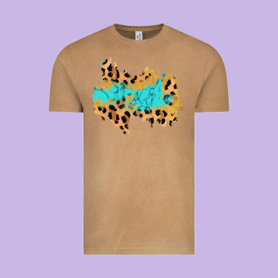 Glitter Leopard Turquoise Patch Vintage Tee Designed By Adodesignshop