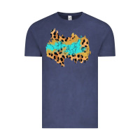 Vintage Denim glitter leopard turquoise patch Vintage Tee - AdoDesignShop