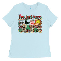 Baby Blue i'm just here for the snacks softball Ladies Tee - Zillion Design Studio