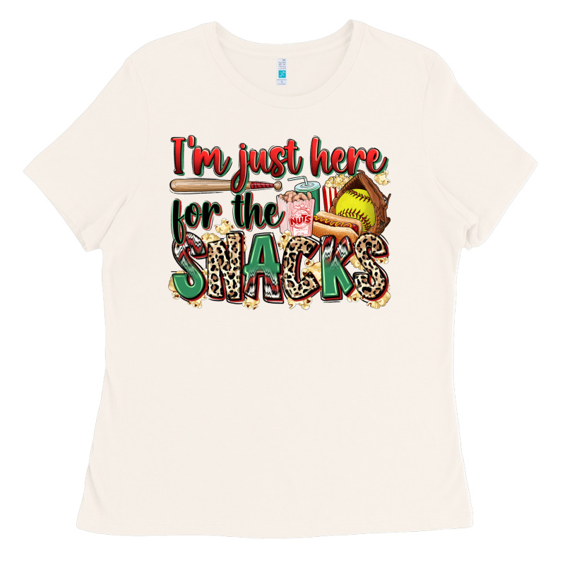 I'm Just Here For The Snacks Softball Ladies Tee by Zillion Design Studio | Teevron