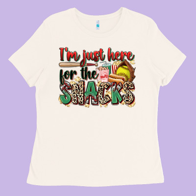 I'm Just Here For The Snacks Softball Ladies Tee Designed By Zillion Design Studio
